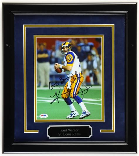 Kurt Warner Signed Rams Custom Framed Photo Display With Inscription