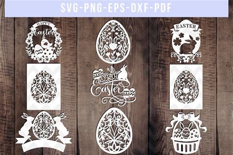 Bundle Of Easter Papercut Templates Svg Cut Files Pdf