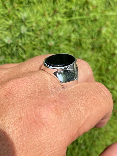 Mens Solid 925 Sterling Silver Real Black Onyx Signet Ring Sz 7 13 Pinky Large Ebay