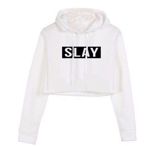 Slay Cropped Hoodie 285 Mxn Liked On Polyvore Featuring Tops Hoodies