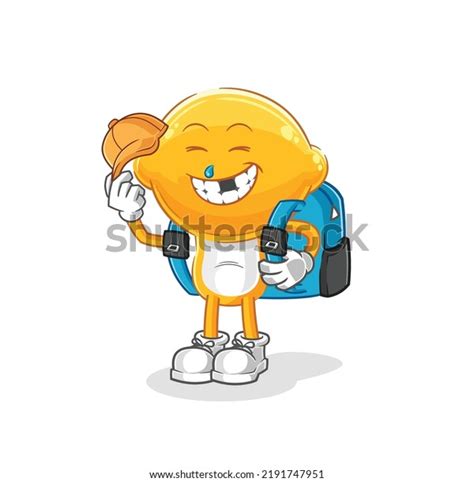 Lemon Head Goes School Vector Cartoon Stock Vector Royalty Free