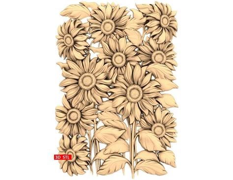 Stl File Sunflowers 3d Cnc Stl Model 3d Stl Stl Model 3d Etsy