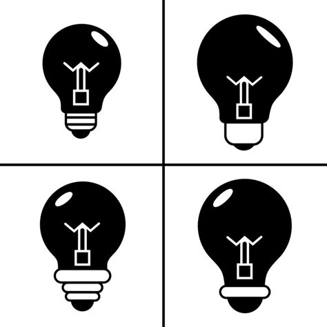 Vector black and white illustration of light bulb icon for business ...