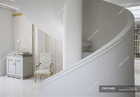 Spiral Staircase In Luxury Foyer — Home Showcase Interior Domestic