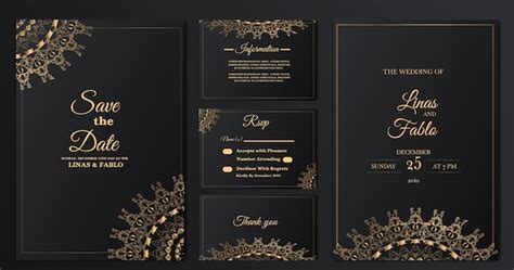 Free Vector Set Collection Luxury Wedding Invitation Card Template