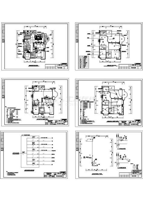 星河湾独立小型别墅全套设计建筑施工cad图纸，共六张别墅建筑土木在线