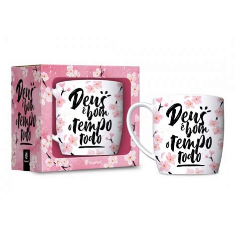 CANECA PORCELANA URBAN 300ML DEUS É BOM O TEMPO TODO Canecas