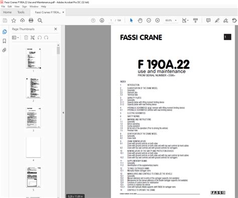 Fassi Crane F190a22 Use And Maintenance Manual Pdf Download