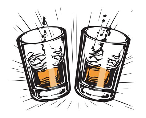 Two Toasting Glasses Of Whiskey Cheers Glass Illustration 46330027