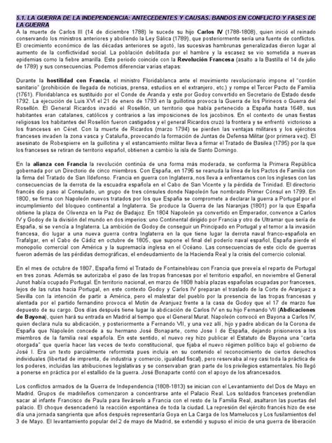 51 La Guerra De La Independencia Antecedentes Y Causas Bandos En Conflicto Y Fases De La