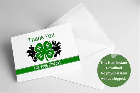 Printable 4H Thank You Card Template 5x7 Print at Home Thank - Etsy Canada