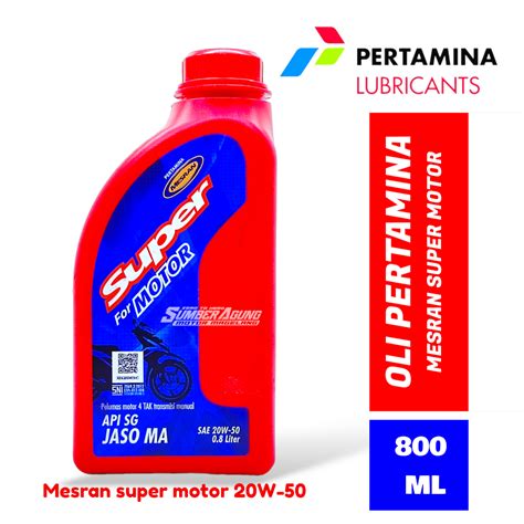 Jual OLI MESRAN SUPER MOTOR SAE 20W 50 800 ML PERTAMINA ORIGINAL