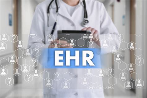 Electronic Health Record Ehr On The Touch Screen With Medicine Icons