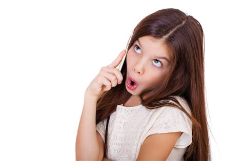 Premium Photo Portrait Of Brunette Caucasian Schoolgirl Calling By