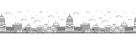 Seamless Pattern With Outline Olympia Washington City Skyline Modern