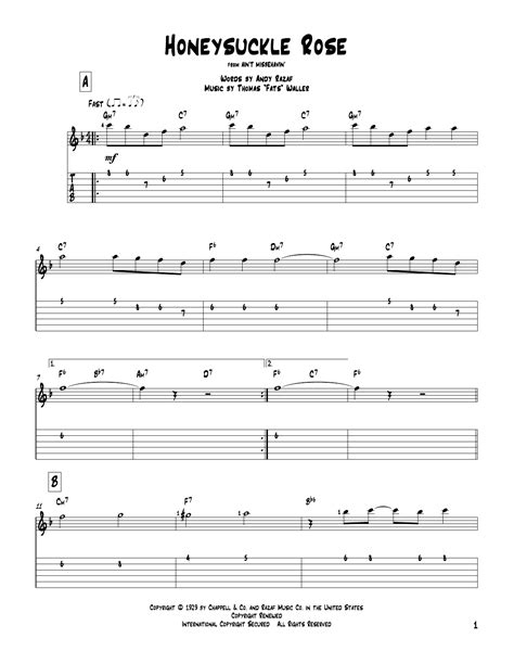 Honeysuckle Rose Sheet Music Django Reinhardt Guitar Tab