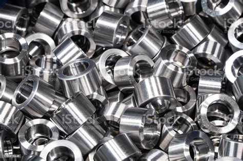 Shiny Steel Parts Background Regular Industrial Metal Production