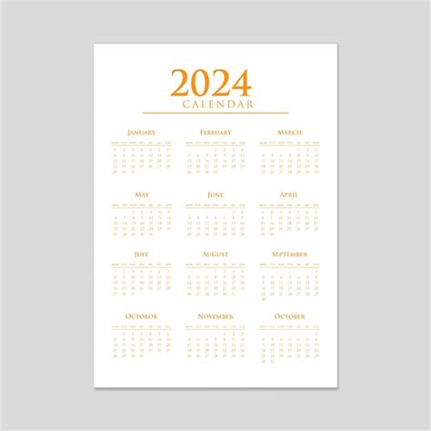 Modèle De Calendrier 2024 Modifiable Vecteur Premium