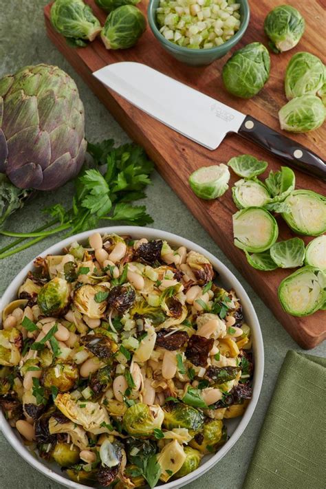 Air Fried Brussels Sprouts And Artichoke Salad With Citrus Dressing Citrus Vinaigrette Citrus