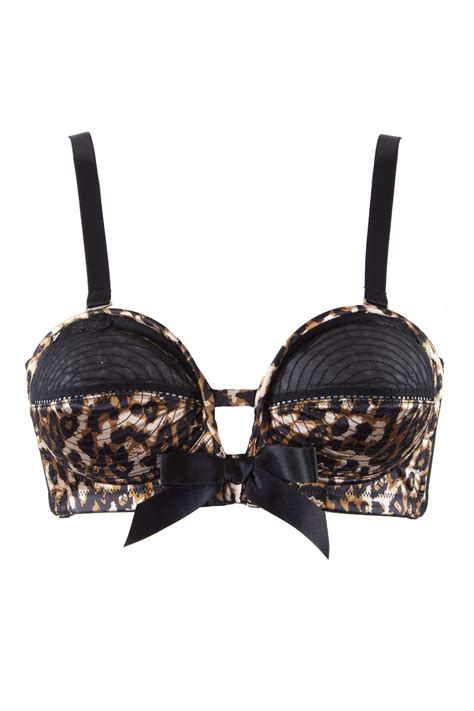 Bettie Page Leopardblack Spiral Stitch Overwire Bra A G Playful Promises Usa