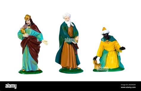 The Christmas Magic Ceramic Figure Of The Wise Men Isolated On A White