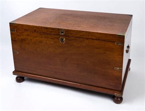 Th Century Mahogany Trunk With Brass Bound Corners Trunks Chests