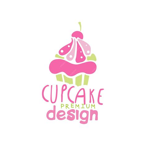 Premium Vector Cupcake Logo Design Emblem In Pink Colors For