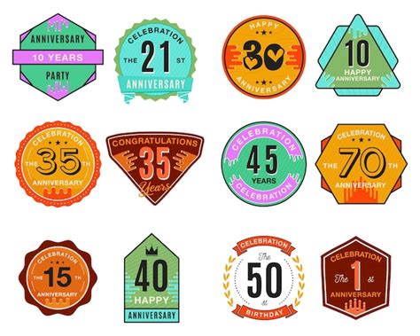 Premium Vector 12 Anniversary Logo Templates Set Wedding Badges In Flat Modern Style Birthday