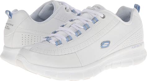 Skechers Synergy Elite Status Womens Athletic Walking Sneakers White Blue 9 W