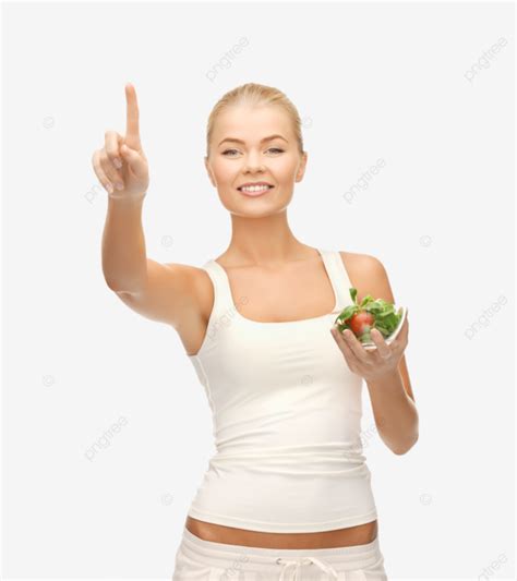 Healthy Woman Holding Bowl With Salad Body Girl Attractive Natural