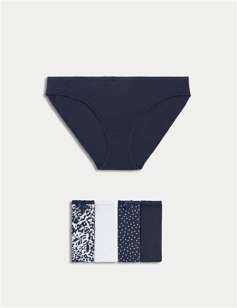 5pk Cotton Lycra Printed Bikini Knickers M S Collection M S