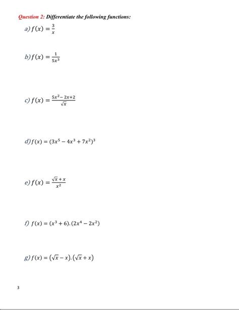 Solved Question 2 Differentiate The Following Functions