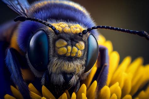 Abeja Macro Retrato Generativo Aixa Foto Premium