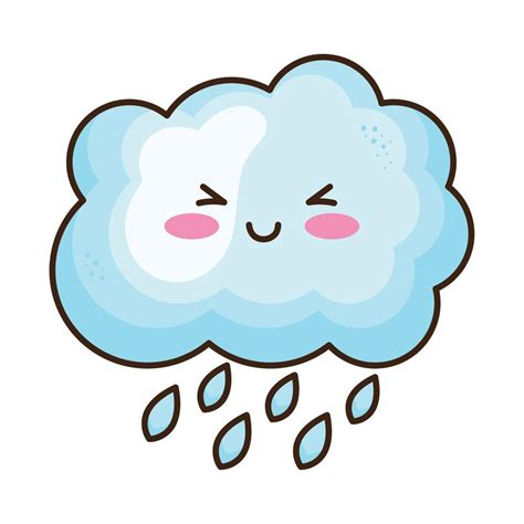 Kawaii Cloud And Rain Vector Art At Vecteezy