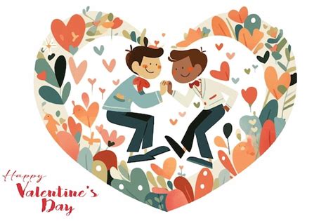 Premium Vector Vector Illustration A Gay Couple In Love For Valentines Day Or Pride Day