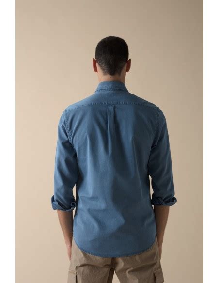 Camisa Casual Tipo Polera Tejana Azul Para Hombre Tallas L