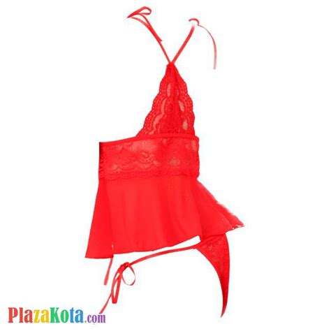 L1225 Jual Baju Tidur Lingerie Babydoll Mini Dress Merah Transparan Cup Openable Crotchless