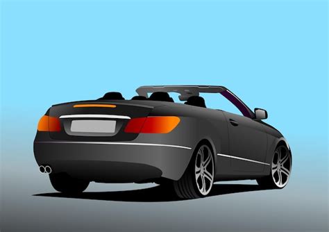 Premium Vector Black Car Cabriolet On The Road Vector 3d Illustration