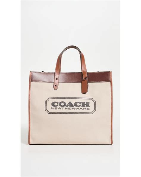 COACH Cotton Canvas Field Tote In Dark Natural Natural Lyst