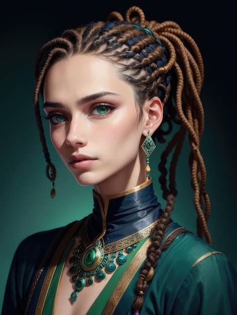 Premium Ai Image Girl With Braids And Blue Eyes