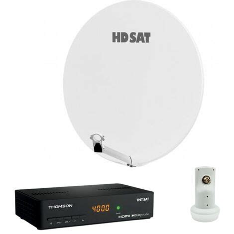 Pack Hdsat Parabole Satellite Fibre Composite Blanche Cm Lnb Single