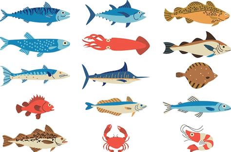 Premium Vector Sea Fish Set