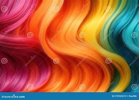 Multicolor Curls Fashion Hairstyle Bright Rainbow Color Hair Texture