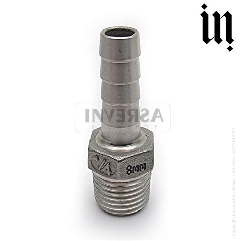 Espigão Niple Rosca M BSP Inox 316 1 4 pol X 08mm Inversa BrewShop