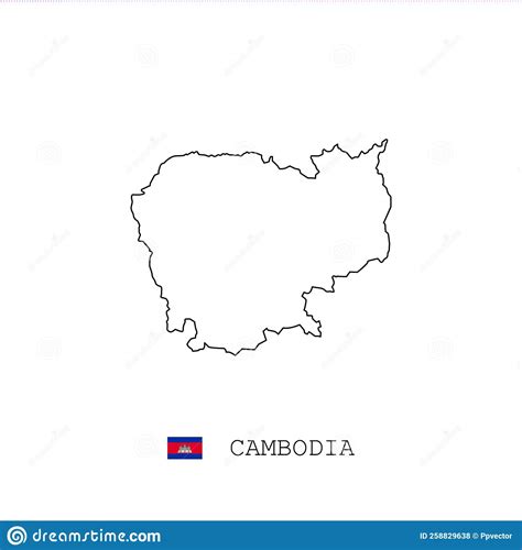 Linha De Contorno Do Mapa De Vetor De Camboja Linear Mapa Preto Do