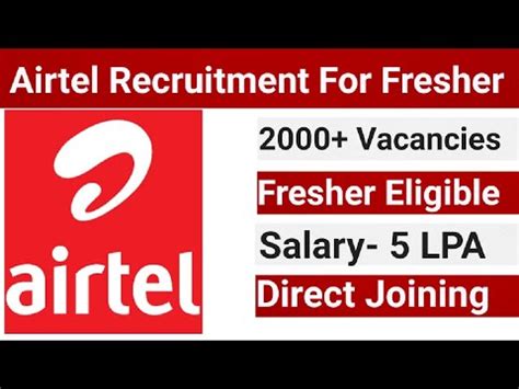 Airtel Recruitment For Fresher 2023 Private Company Job Vacancy