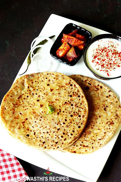 Aloo Paratha Recipe Potato Stuffed Paratha Swasthi S Recipes