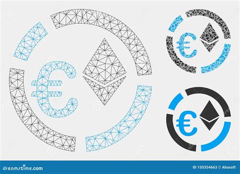 Euro Ethereum Diagramm Vektor Mesh Network Model Und Dreieck Mosaik