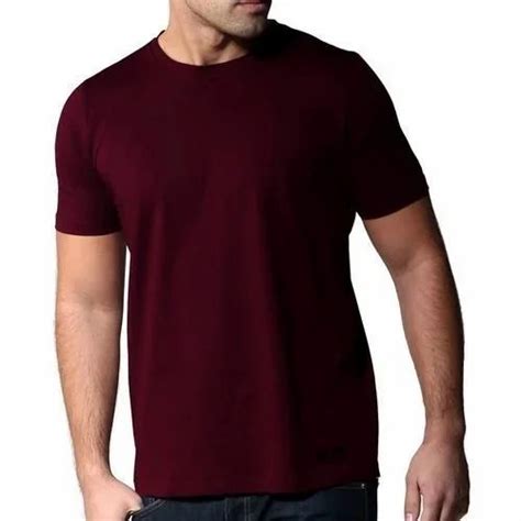 Cotton Maroon Men Plain T Shirt, Round Neck at Rs 165 in New Delhi | ID ...