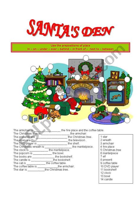 Santa´s Den Esl Worksheet By Slefevre